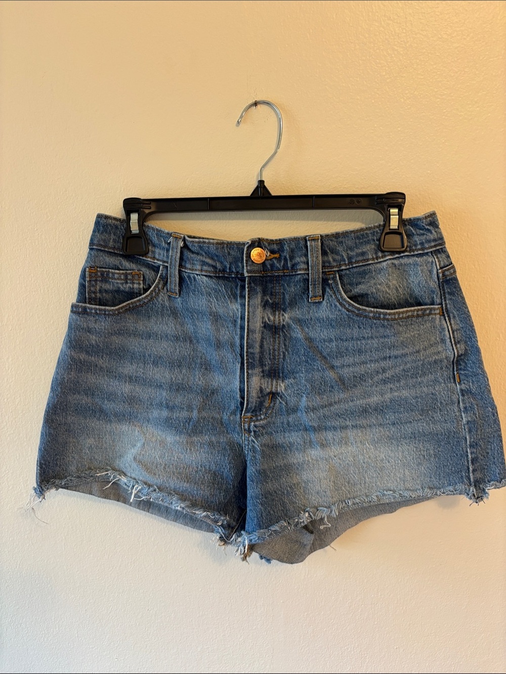 High-Rise Blue Denim Cutoff Shorts